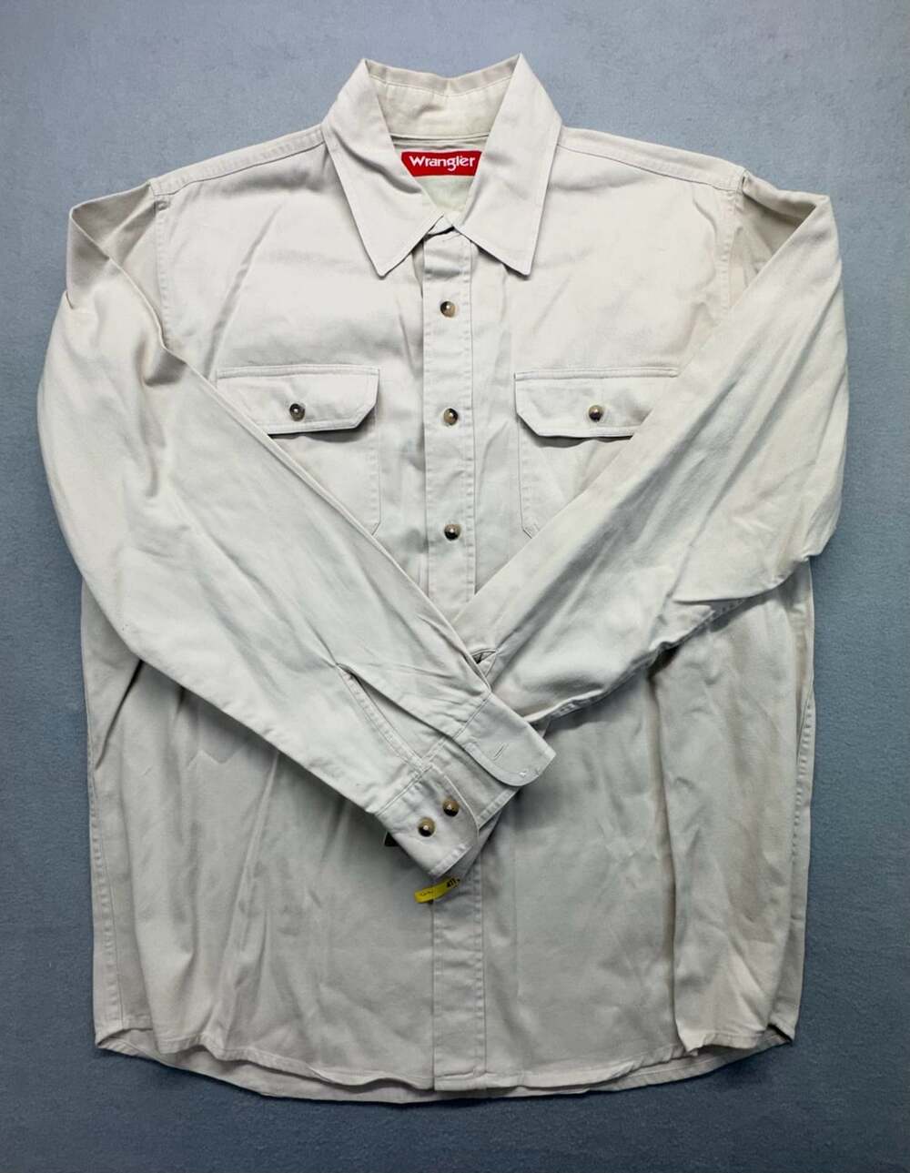 Wrangler Long Sleeve Button Down Shirt Size M Beige Cotton
